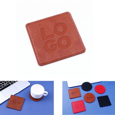 Square Edge Stitch PU Coaster