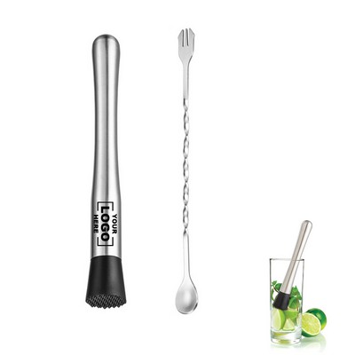 Bar Spoon and Muddler Set for Cocktails