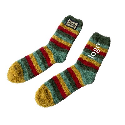 Fluffy Cozy Sock-Knit Logo/ Woven Patch/Embroidery