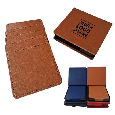 Square PU Leather Insulated Coaster Set