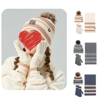 Winter Hat Scarf and Gloves Set