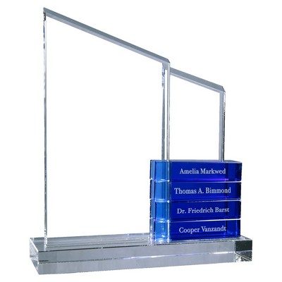 Crystal Perpetual Standup Plaque with 4 Blue Crystal Blocks