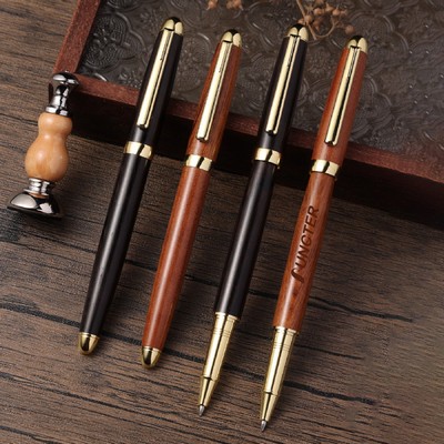 Luxury Wooden Gel Pen with Pen Cap Wooden Pen Business Meeting