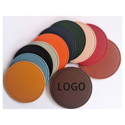 Soft Round PU Leather Coaster