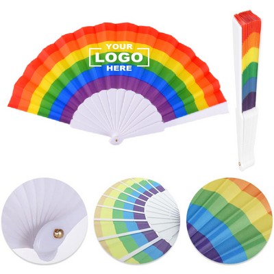 Rainbow Folding Hand Fan