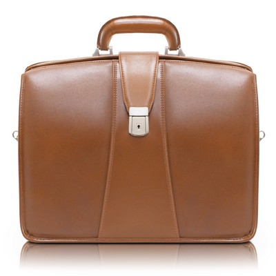 HARRISON | 17" Brown Leather Partners Laptop Briefcase | McKleinUSA