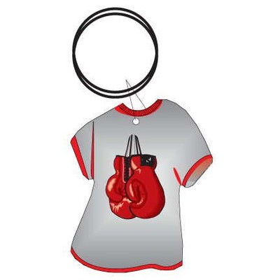 Boxing Glove T Shirt Key Chain w/Clear Mirrored Back (4 Square Inch)