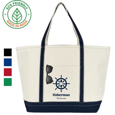 Anchor Boat Bag Eco Friendly Canvas Tote Navy Blue Trim