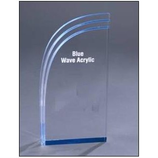 Blue Reflective Wave Design Acrylic Award - 4"x8"x1"