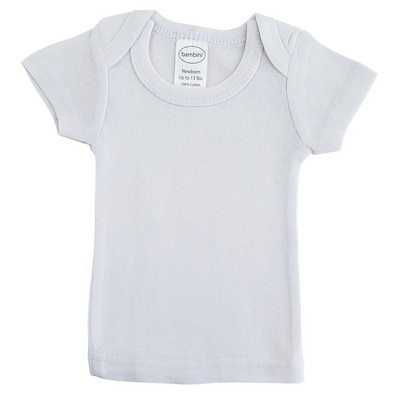 Rib Knit White Short Sleeve Lap T-Shirt