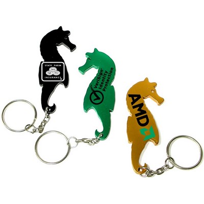 Sea Horse Shaped Aluminum Bottle Opener w/Key Chain