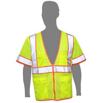 Class 3 Compliant Highlight Mesh Safety Vest w/ Sleeves