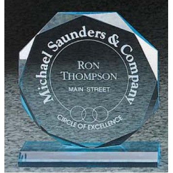 Blue Acrylic Octagon Award (7"x7 3/4")