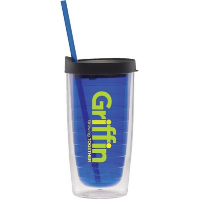 15 Oz. Fun Cup Collection Tumbler w/Color Straw & Black Lid