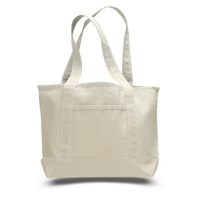 Natural Canvas Tote Bag w/Interior Zipper Pocket - Blank (18.5"x12"x5.5")