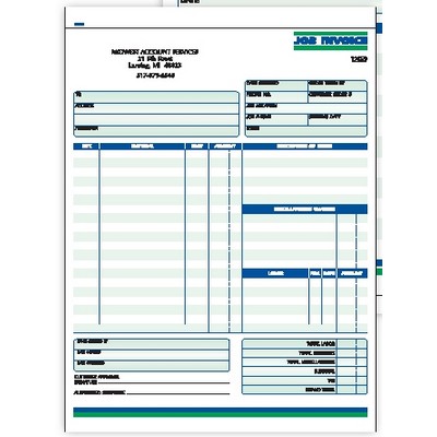 Ruled 3 Part Job Invoice Form - 8½"x 11"