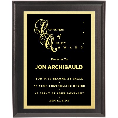 Digital Lasered Solid Black Award Plaque 6"x8"