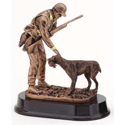 Hunter with Dog Resin Figurine - 8-1/2"