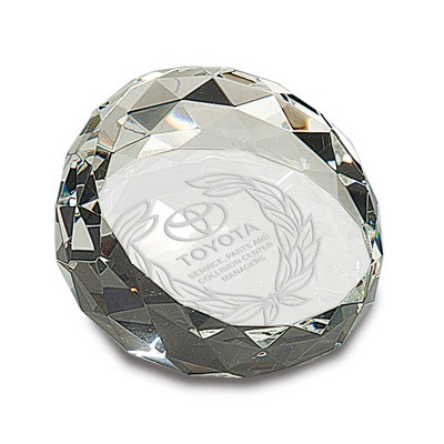 Clear Round Crystal Facet Paperweight