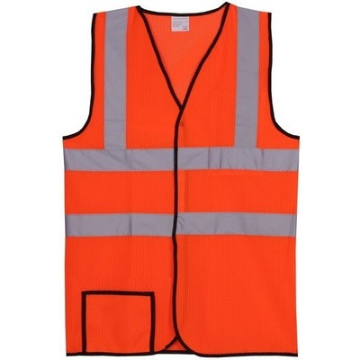 Orange Solid Dual Stripe Safety Vest (Small/Medium)