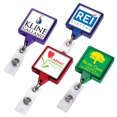 Color Chrome JUMBO Square Retractable Badge Reel