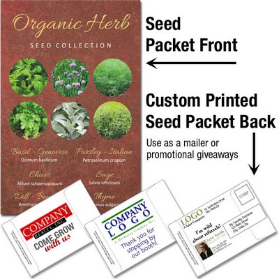 Organic Herb Seed Collection / Mailable Seed Packet - Custom Printed Back