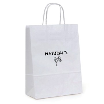 Recycled White Kraft Paper Shopping Bag 1C1S (8.25"x4.25"x10.75'')