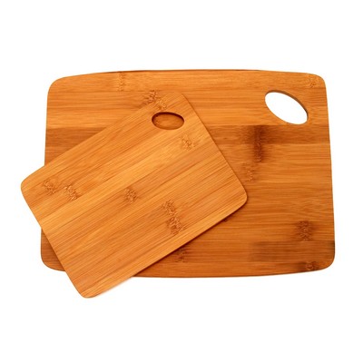 Set of 2 Bamboo Thin Cutting Board w/ Oval Hole in Corner (6"x8" & 9"x12")