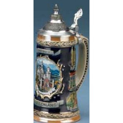 1/4 Liter Black Bavarian Stein Mug w/Lid