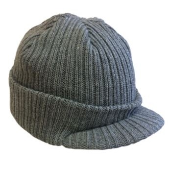 Knit Beanie Cap w/Visor