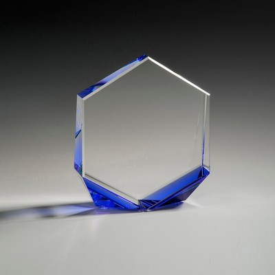 6" Bromium Crystal Award w/Blue Accent