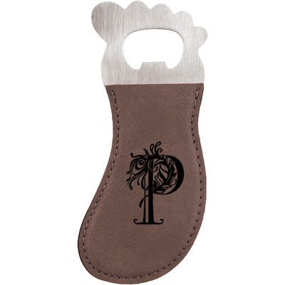 Foot Shaped Bottle Opener with Magnet, Gray Faux Leather