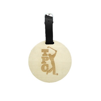 Wood Bag Tag Round