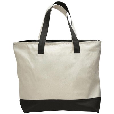 Q-Tees® Zipper Tote Color Handle Bag (Blank)