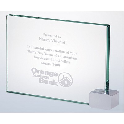 Jade Glass Award with Chrome Rectangle Holder 7"x5")