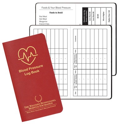 Blood Pressure Log Book w/ Leatherette Cover