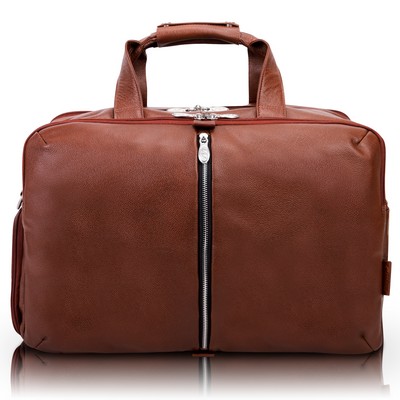 AVONDALE | Brown Leather Triple-Compartment Carry-All Travel & Laptop Duffel | McKleinUSA