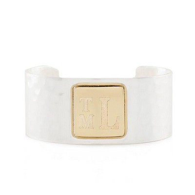 Rustic Cuff RC Monogram Square Silver 1" Cuff