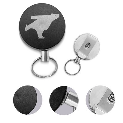 Large Round Retractable Badge Reel Coil Keyring w/belt clip