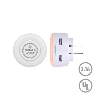 Lakeview LED Night Light Wall Charger - Simports-5V 2.1A