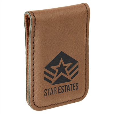 Dark Brown Money Clip, Laserable Leatherette