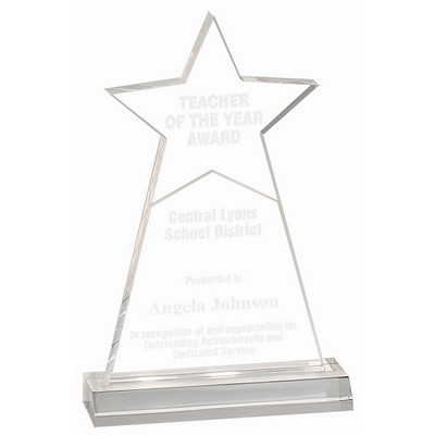 4 3/4" x 8" Clear Star Obelisk Acrylic with 5 3/4" inch Base