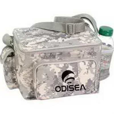 Digital Camo 6-Pack Cooler w/Cell Phone Pouch & Bottle Holder