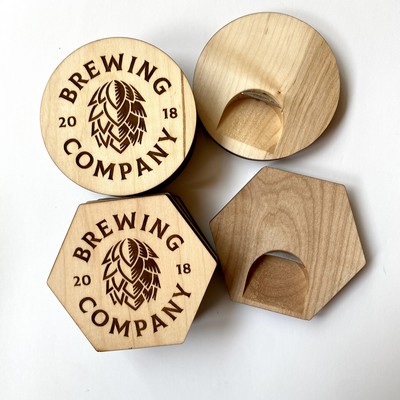 3.5" - Round Wood Bottle Opener Coaster