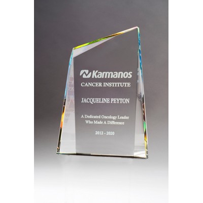 Pinnacle Series Freestanding Crystal Award w/Prism-Effect Coating