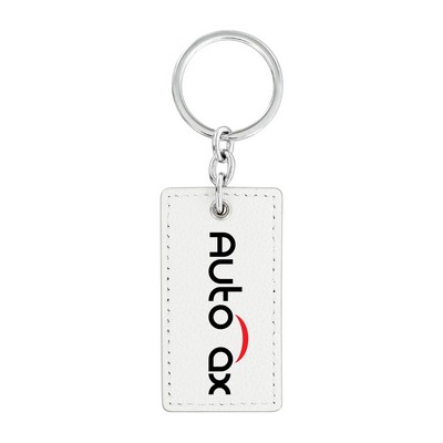 Rectangular Shape White Leather Key Chain (Domestic Production)