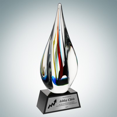 Art Glass Candy Stripes Award w/ Black Base & Silver Plate