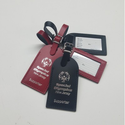 Medium Rounded Top Leather Luggage Tag