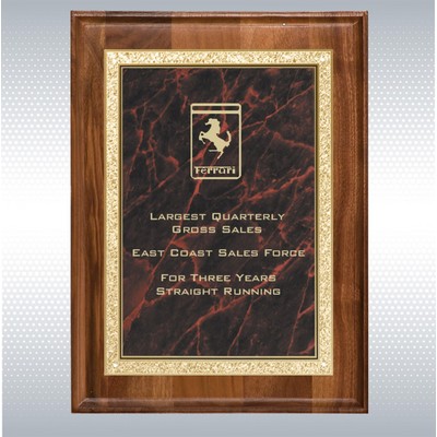 Walnut Rectangle Plaque w/Red Brass Engraving Plate (7" x 9")