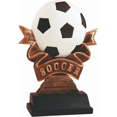 7" Soccer Ribbon Resin